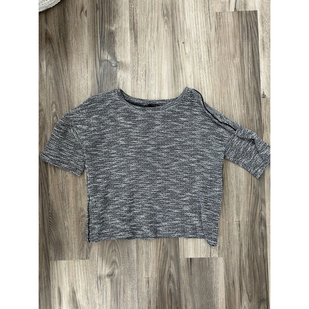 Dolan Textured Knit Boxy Top Black White Heathered XS Anthropologie Indie Chic